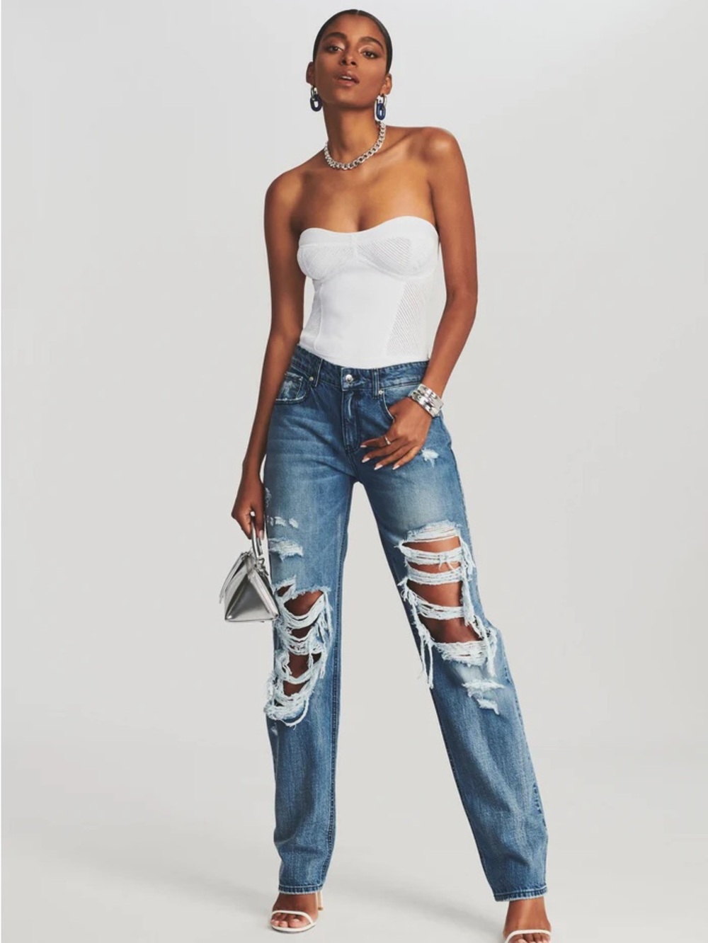 Retrofete Lena White Strapless Bustier Bodysuit - Picture 2 of 6
